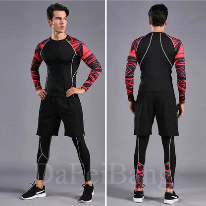 Men's Compression Gym Tights - Muscle Support Workout Pants | Quick Dry Sportswear Set - ZOOMNSTORE