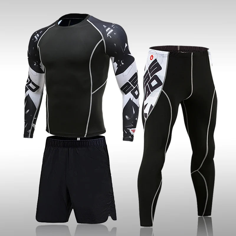 Men's Compression Gym Tights - Muscle Support Workout Pants | Quick Dry Sportswear Set - ZOOMNSTORE