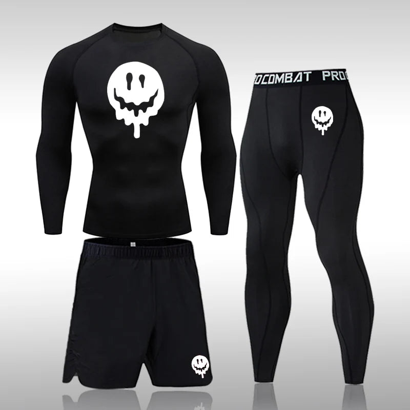 Men's Compression Running Set | Long Sleeve Running Top & Athletic Compression Gear for Fitness - ZOOMNSTORE