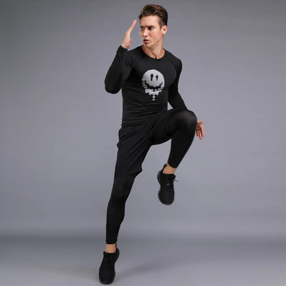 Men's Compression Running Set | Long Sleeve Running Top & Athletic Compression Gear for Fitness - ZOOMNSTORE