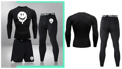 Men's Compression Running Set | Long Sleeve Running Top & Athletic Compression Gear for Fitness - ZOOMNSTORE