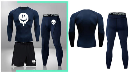 Men's Compression Running Set | Long Sleeve Running Top & Athletic Compression Gear for Fitness - ZOOMNSTORE