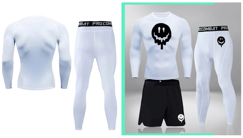 Men's Compression Running Set | Long Sleeve Running Top & Athletic Compression Gear for Fitness - ZOOMNSTORE