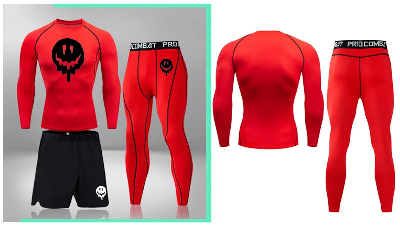 Men's Compression Running Set | Long Sleeve Running Top & Athletic Compression Gear for Fitness - ZOOMNSTORE