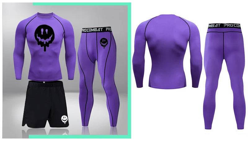 Men's Compression Running Set | Long Sleeve Running Top & Athletic Compression Gear for Fitness - ZOOMNSTORE