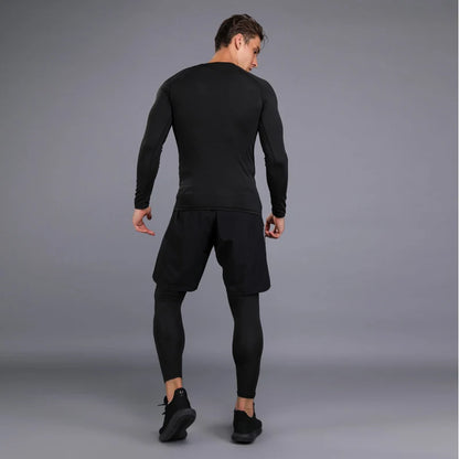 Men's Compression Running Set | Long Sleeve Running Top & Athletic Compression Gear for Fitness - ZOOMNSTORE