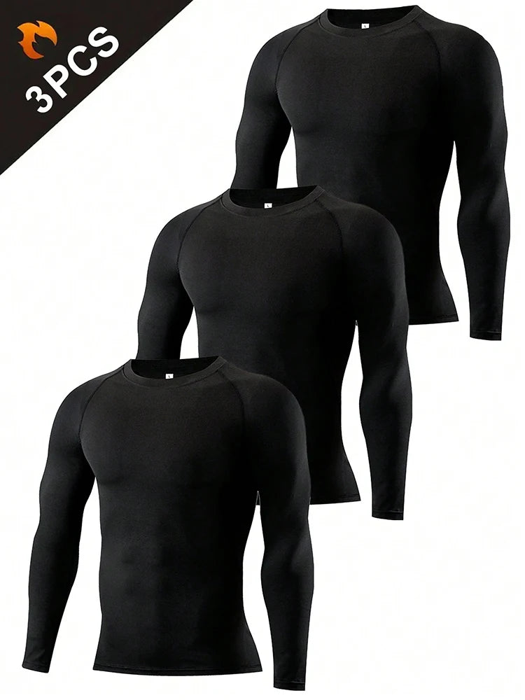 Men's Compression Shirts - Long Sleeve Athletic Workout Tops | Moisture Wicking Base Layers - ZOOMNSTORE
