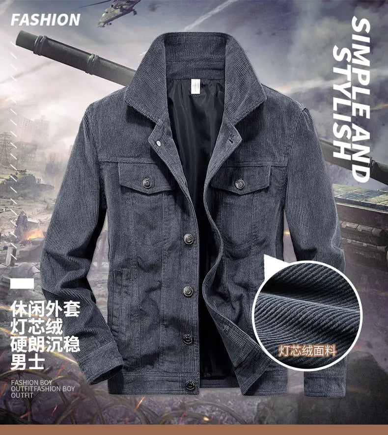 Men's Corduroy Jacket – Retro Mountaineering Coat | Cotton Cargo Outdoor Sports Jacket - ZOOMNSTORE