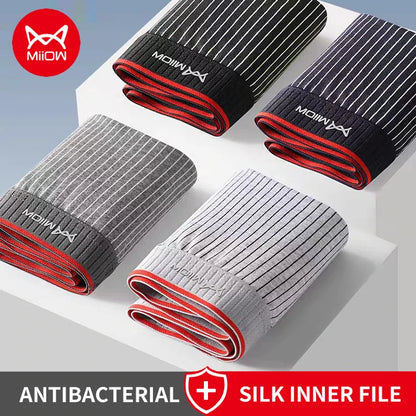 Mens Antibacterial Cotton Boxer Briefs - 3 Pack Striped  Printed Sizes L-5XL - ZOOMNSTORE