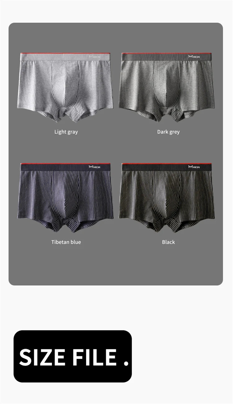 Mens Antibacterial Cotton Boxer Briefs - 3 Pack Striped  Printed Sizes L-5XL - ZOOMNSTORE