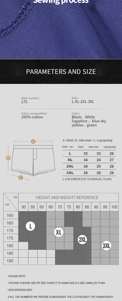 Men's Cotton Boxer Briefs – Breathable Loose Fit Summer Underwear, Large Size - ZOOMNSTORE
