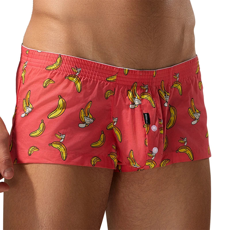 Men's Cotton Boxer Shorts - Plaid Low Waist Slim Fit Boxers With Button Closure - ZOOMNSTORE