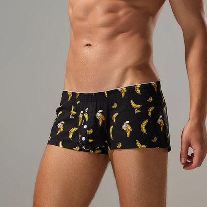 Men's Cotton Boxer Shorts - Plaid Low Waist Slim Fit Boxers With Button Closure - ZOOMNSTORE