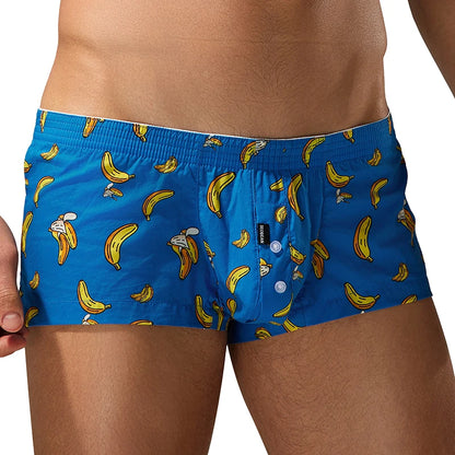 Men's Cotton Boxer Shorts - Plaid Low Waist Slim Fit Boxers With Button Closure - ZOOMNSTORE