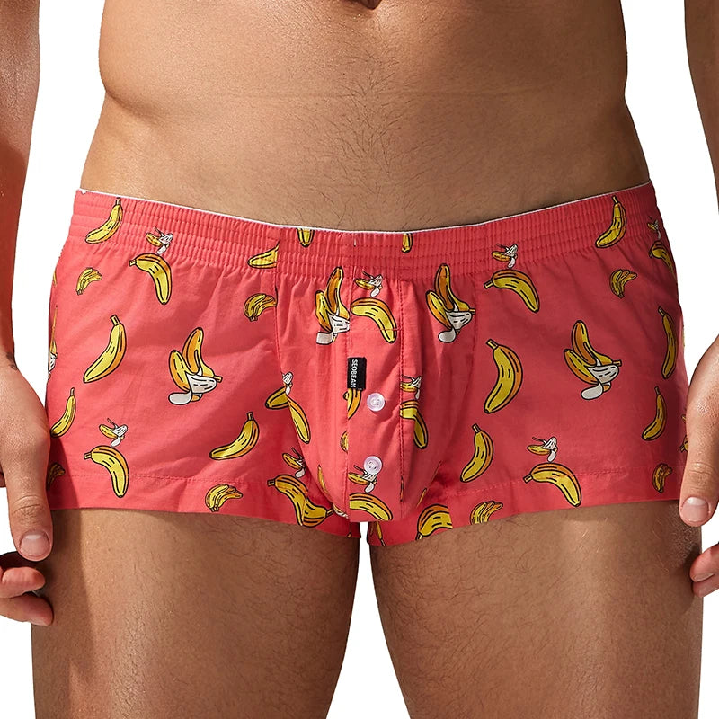 Men's Cotton Boxer Shorts - Plaid Low Waist Slim Fit Boxers With Button Closure - ZOOMNSTORE