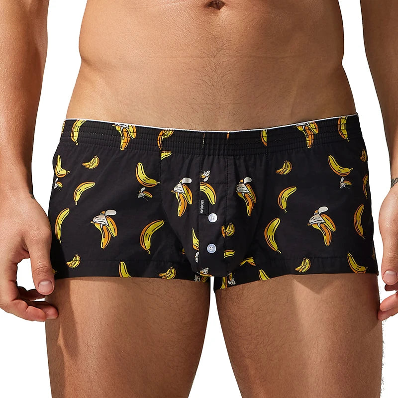 Men's Cotton Boxer Shorts - Plaid Low Waist Slim Fit Boxers With Button Closure - ZOOMNSTORE