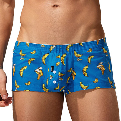 Men's Cotton Boxer Shorts - Plaid Low Waist Slim Fit Boxers With Button Closure - ZOOMNSTORE