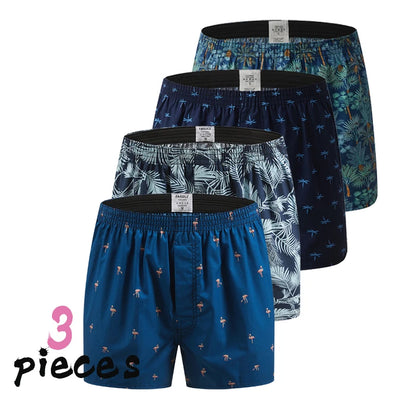 Men's Cotton Boxers - Breathable Printed Pattern Boxer Shorts, Comfortable Loungewear - ZOOMNSTORE