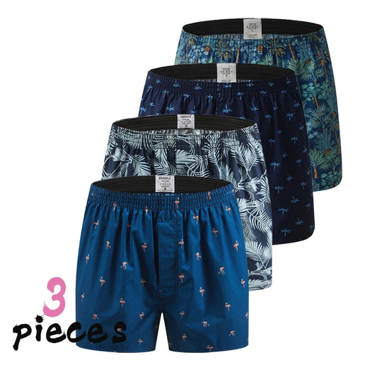 Men's Cotton Boxers - Breathable Printed Pattern Boxer Shorts, Comfortable Loungewear - ZOOMNSTORE