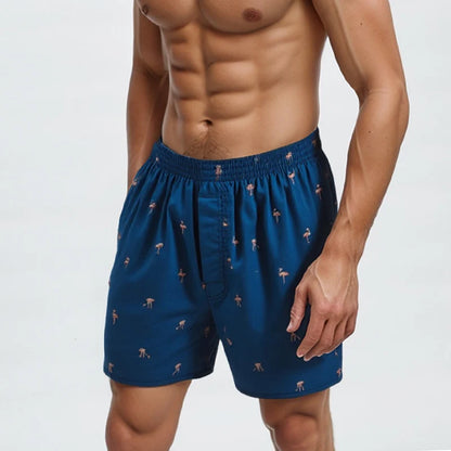 Men's Cotton Boxers - Breathable Printed Pattern Boxer Shorts, Comfortable Loungewear - ZOOMNSTORE