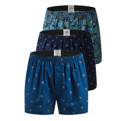 Men's Cotton Boxers - Breathable Printed Pattern Boxer Shorts, Comfortable Loungewear - ZOOMNSTORE