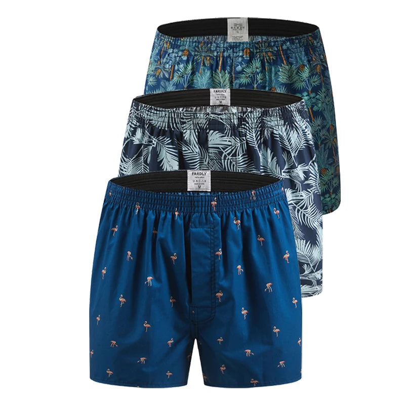 Men's Cotton Boxers - Breathable Printed Pattern Boxer Shorts, Comfortable Loungewear - ZOOMNSTORE