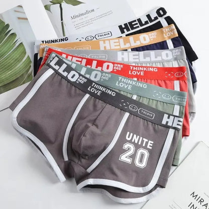 Men's Cotton Boxers - Comfortable Boxer Shorts Pack with Convex Pouch and Letter Pattern - ZOOMNSTORE