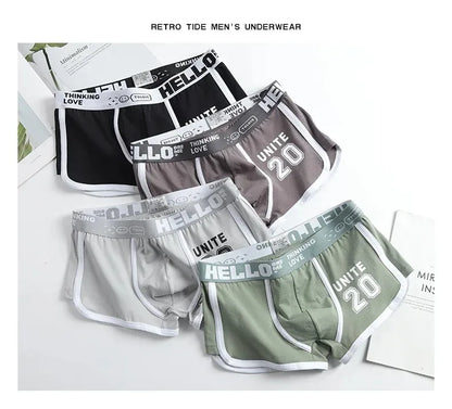 Men's Cotton Boxers - Comfortable Boxer Shorts Pack with Convex Pouch and Letter Pattern - ZOOMNSTORE