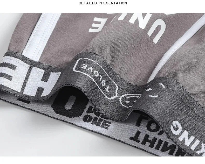 Men's Cotton Boxers - Comfortable Boxer Shorts Pack with Convex Pouch and Letter Pattern - ZOOMNSTORE