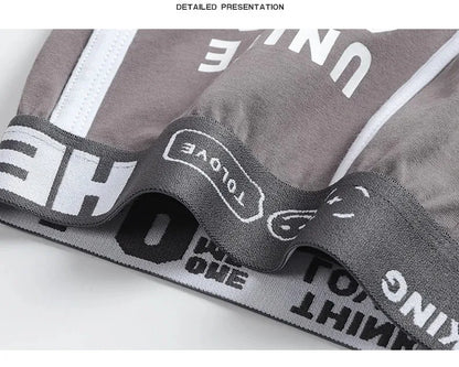 Men's Cotton Boxers - Comfortable Boxer Shorts Pack with Convex Pouch and Letter Pattern - ZOOMNSTORE