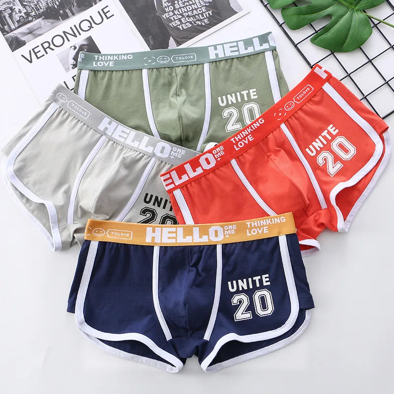Men's Cotton Boxers - Comfortable Boxer Shorts Pack with Convex Pouch and Letter Pattern - ZOOMNSTORE