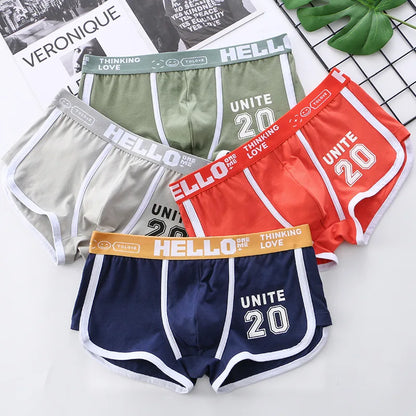 Men's Cotton Boxers - Comfortable Boxer Shorts Pack with Convex Pouch and Letter Pattern - ZOOMNSTORE