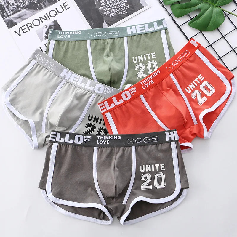 Men's Cotton Boxers - Comfortable Boxer Shorts Pack with Convex Pouch and Letter Pattern - ZOOMNSTORE