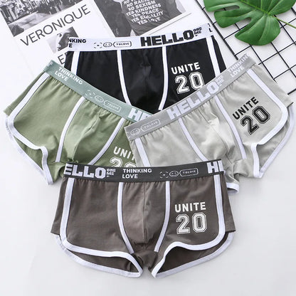Men's Cotton Boxers - Comfortable Boxer Shorts Pack with Convex Pouch and Letter Pattern - ZOOMNSTORE