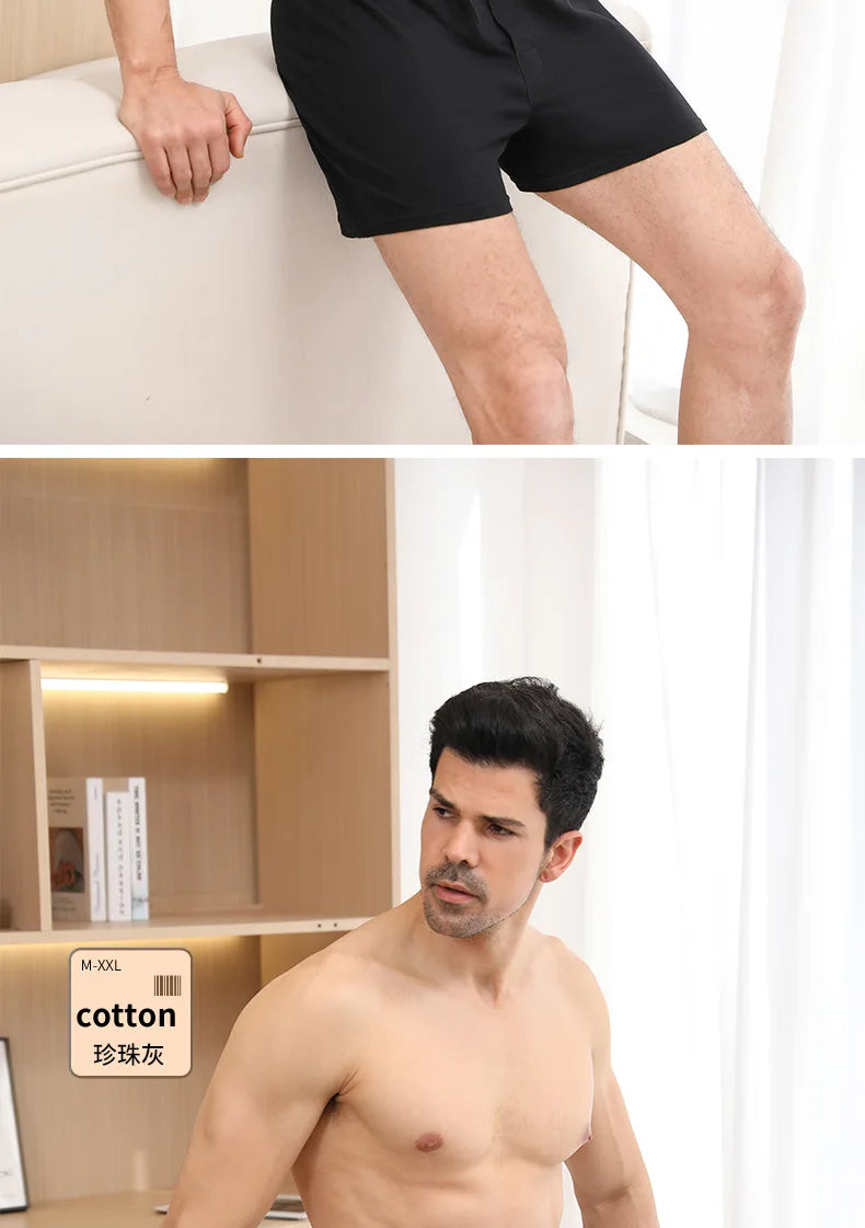 Men's Cotton Boxers – High Waisted Four Corner Breathable Cotton Underwear Shorts - ZOOMNSTORE