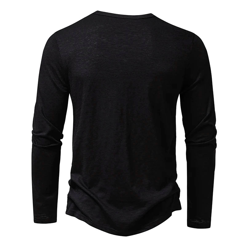 Men's Cotton Henley Long Sleeve T Shirt – Casual Button Collar Breathable Tee - ZOOMNSTORE