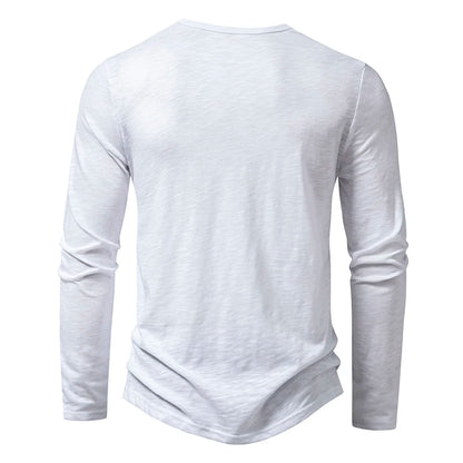 Men's Cotton Henley Long Sleeve T Shirt – Casual Button Collar Breathable Tee - ZOOMNSTORE