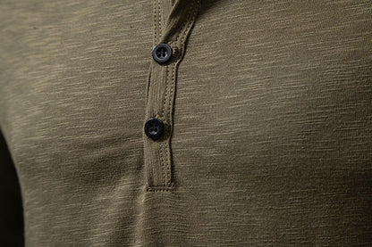 Men's Cotton Henley Long Sleeve T Shirt – Casual Button Collar Breathable Tee - ZOOMNSTORE