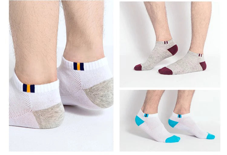 Men's Cotton Socks - 10 Pairs Breathable Mesh Ankle Socks | Casual Sports Lightweight - ZOOMNSTORE