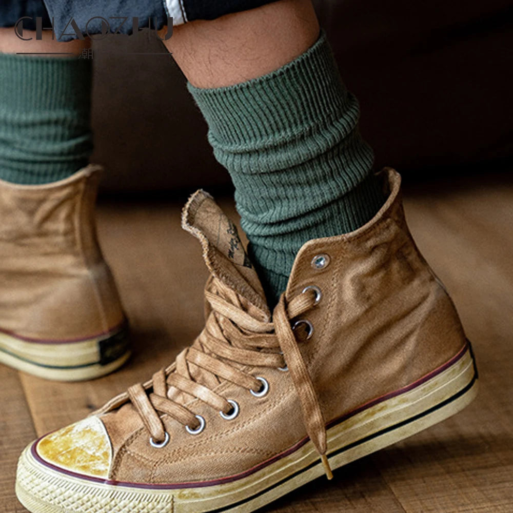 Mens Cotton Knitting Socks - Casual Stretch Ribbed Business Socks - ZOOMNSTORE