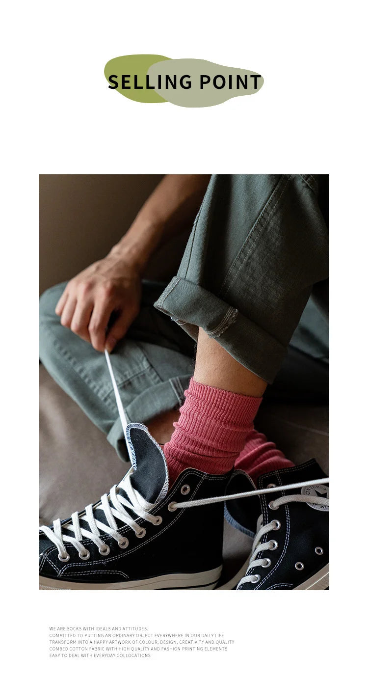 Mens Cotton Knitting Socks - Casual Stretch Ribbed Business Socks - ZOOMNSTORE