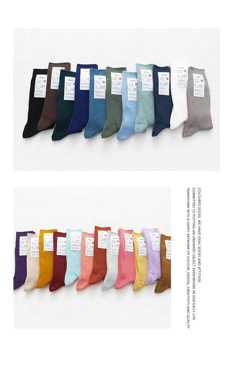 Mens Cotton Knitting Socks - Casual Stretch Ribbed Business Socks - ZOOMNSTORE