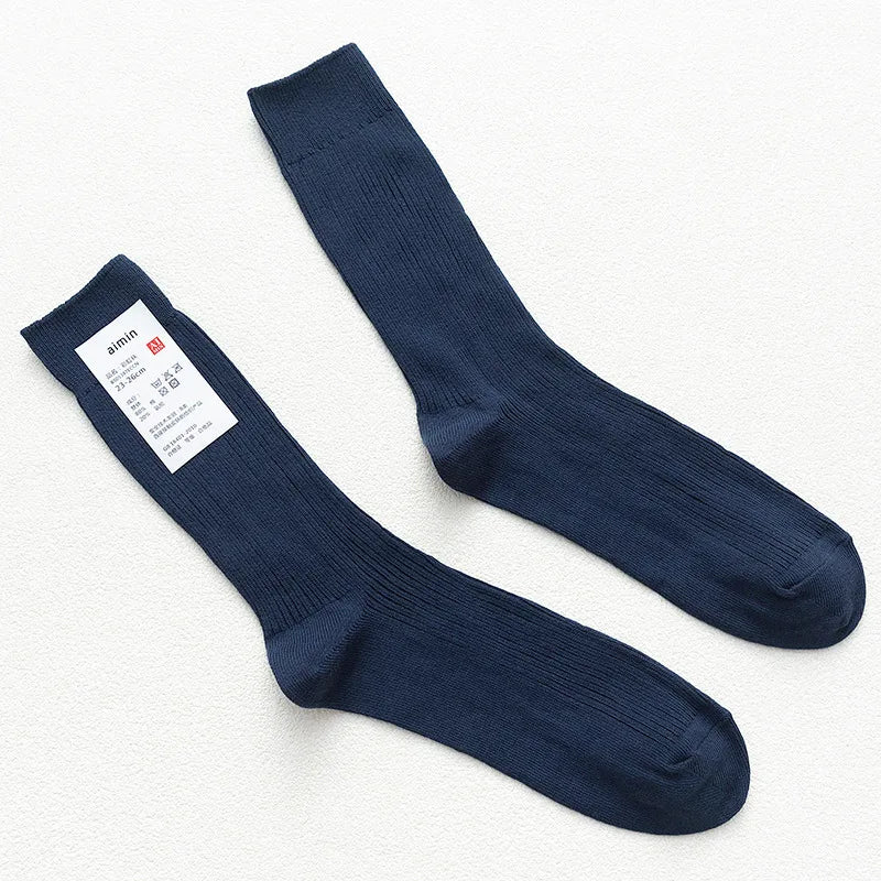 Mens Cotton Knitting Socks - Casual Stretch Ribbed Business Socks - ZOOMNSTORE