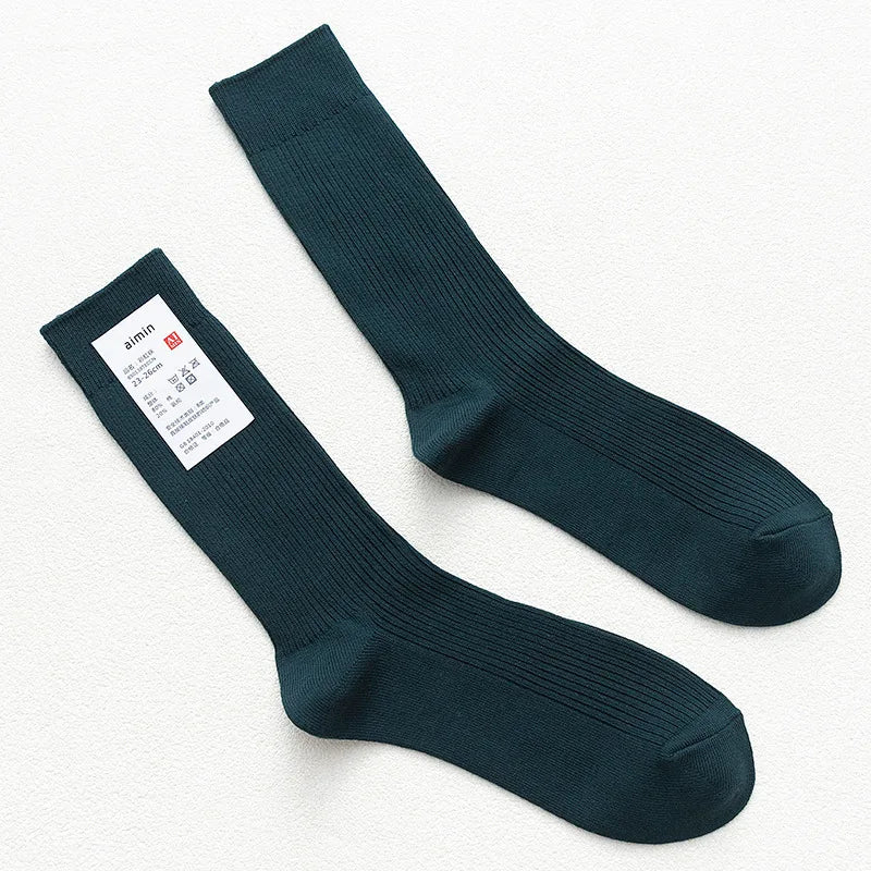 Mens Cotton Knitting Socks - Casual Stretch Ribbed Business Socks - ZOOMNSTORE