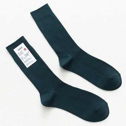 Mens Cotton Knitting Socks - Casual Stretch Ribbed Business Socks - ZOOMNSTORE
