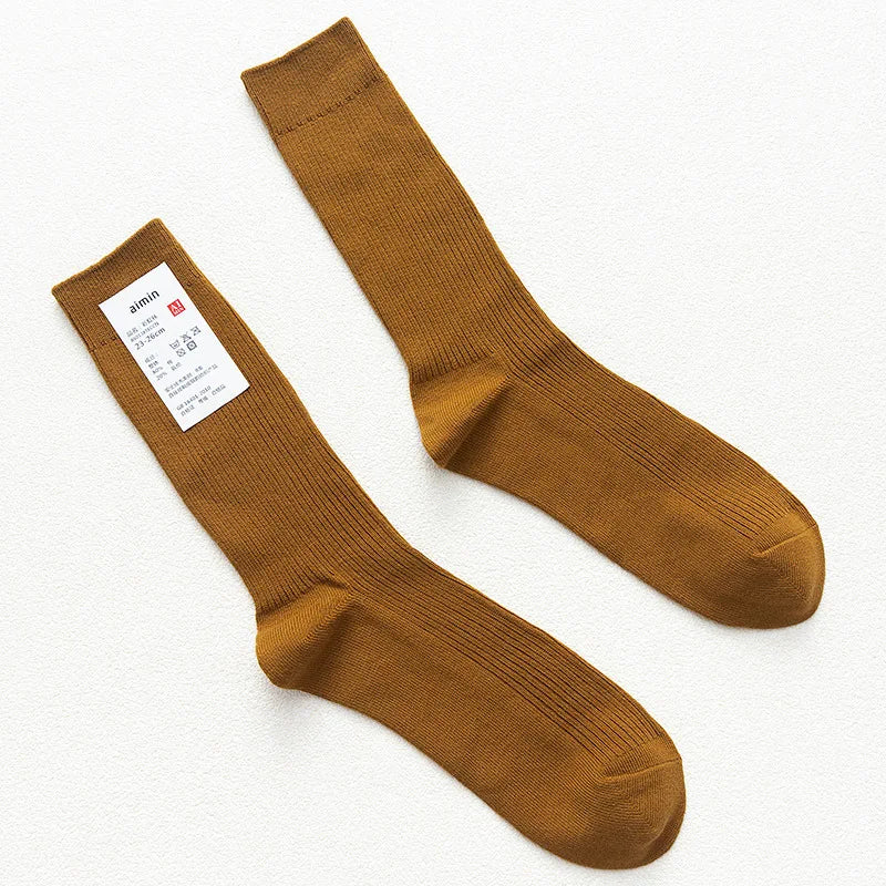 Mens Cotton Knitting Socks - Casual Stretch Ribbed Business Socks - ZOOMNSTORE