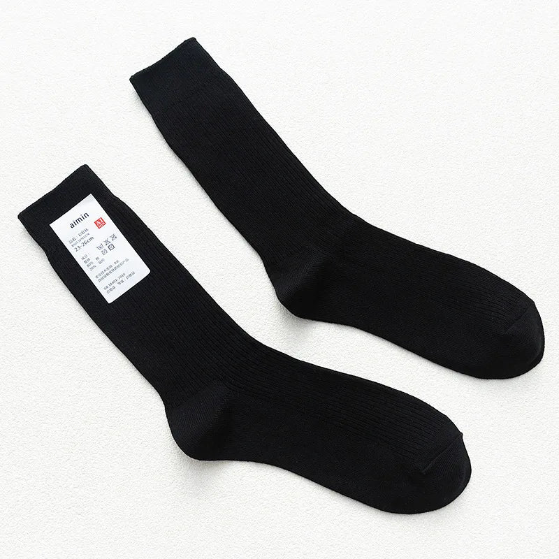 Mens Cotton Knitting Socks - Casual Stretch Ribbed Business Socks - ZOOMNSTORE