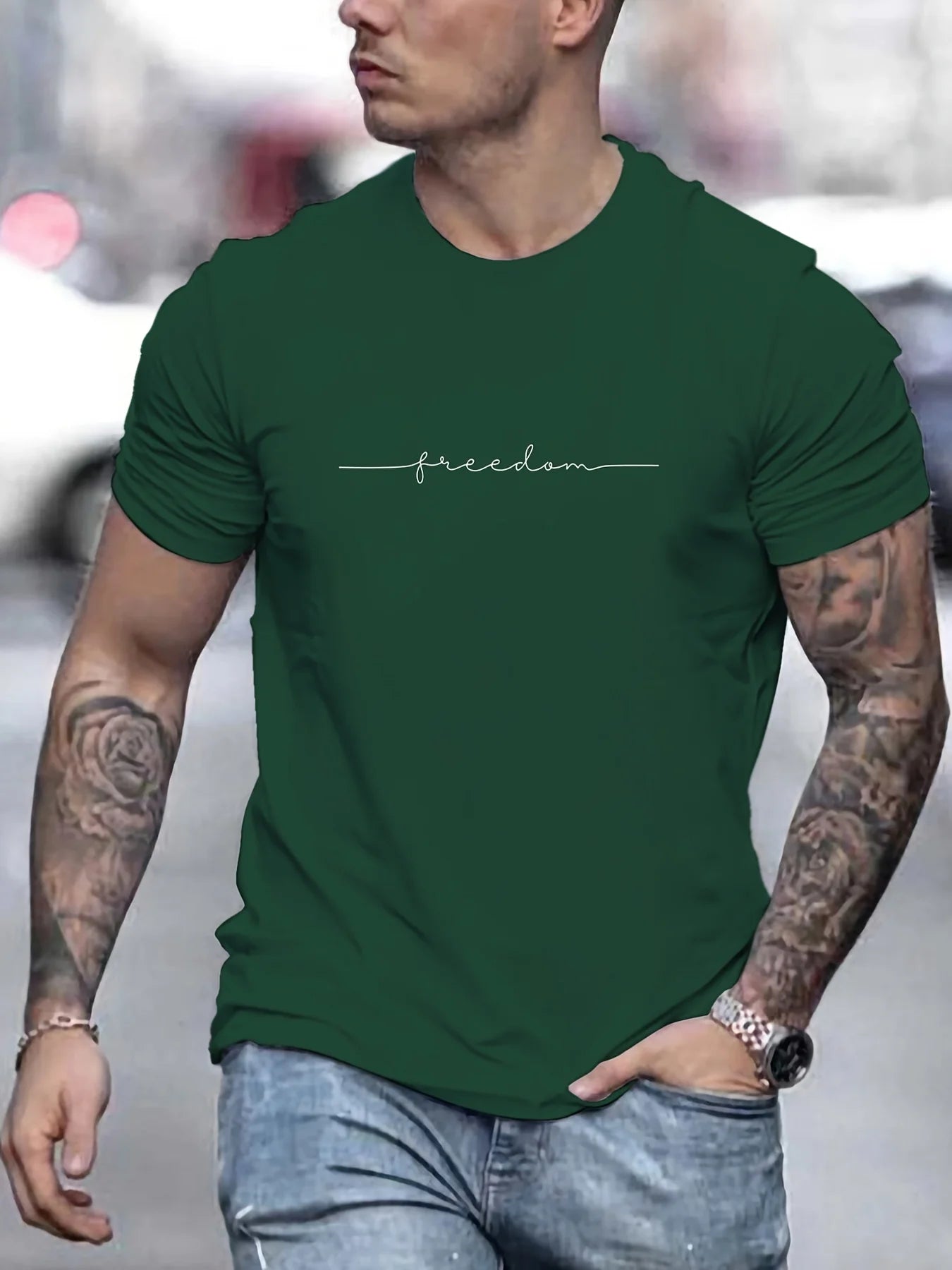 Mens Casual Cotton Graphic T-Shirt - Slim Fit Summer Top - ZOOMNSTORE