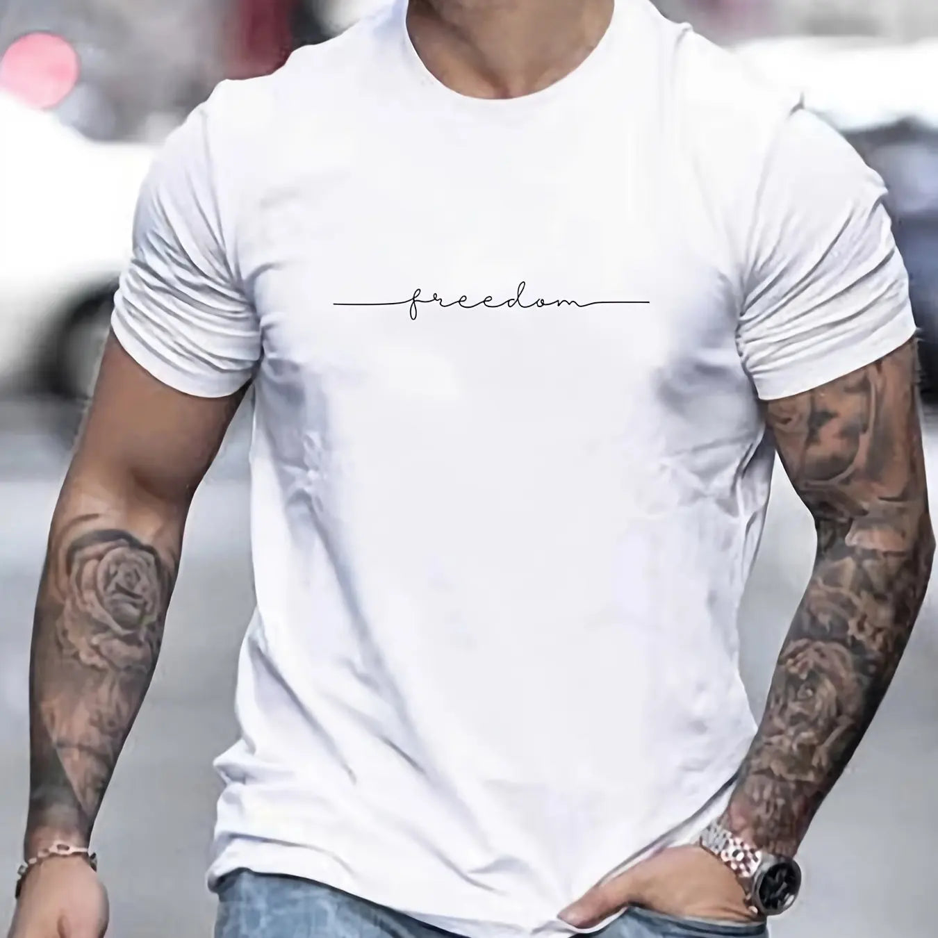 Mens Casual Cotton Graphic T-Shirt - Slim Fit Summer Top - ZOOMNSTORE