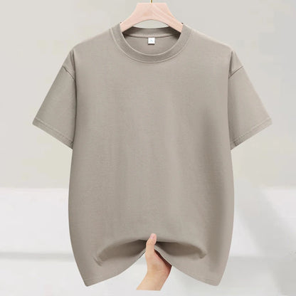 Mens Cotton Summer T-Shirts - Plus Size 4XL 5XL Solid Tops - ZOOMNSTORE